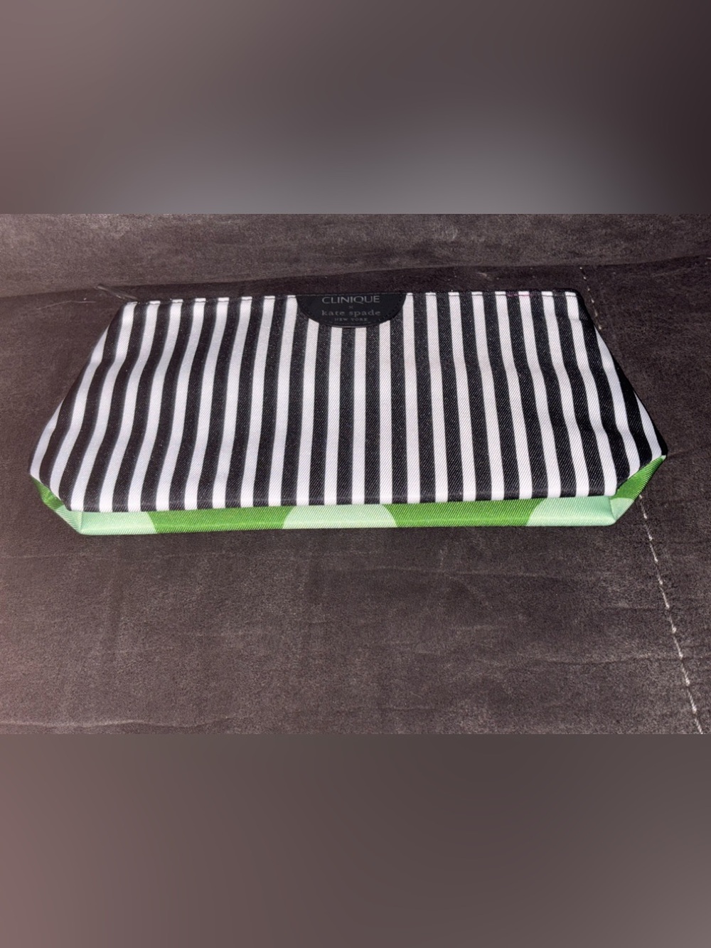 Clinique x kate spade Striped Cosmetic Case - Navy & White with Lime Trim